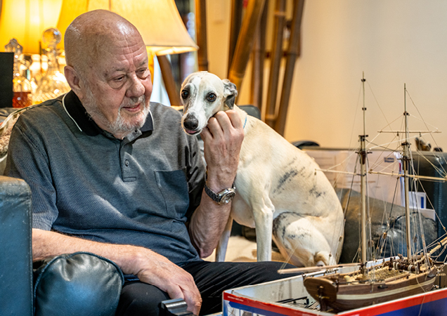 David with his dog.